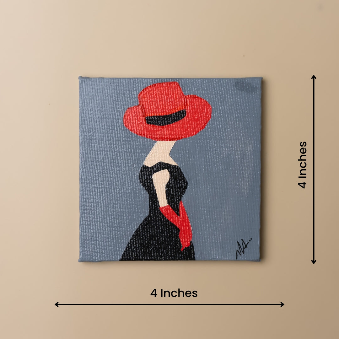 Women in Black Miniature Canvas comes with Easel Stand