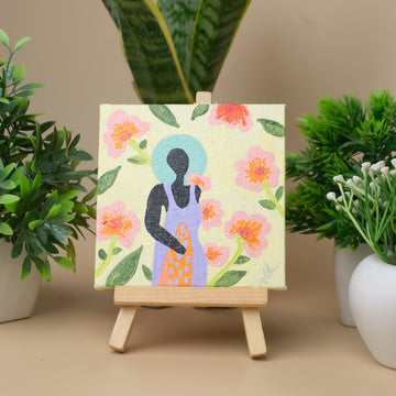 Lady with Floral Canvas comes with Easel Stand