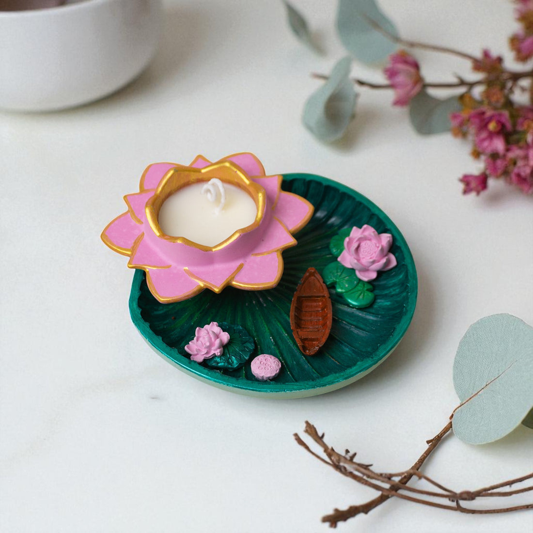 Lotus-on-Leaf Floating Candle
