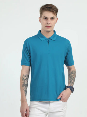 Caslay Quick Dry - Azure Blue Polo T-Shirt