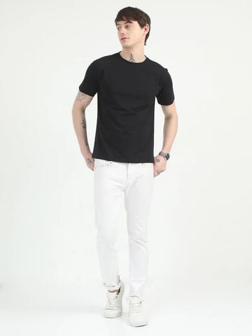 Caslay Organic - Black Crew Neck Solid T-Shirt