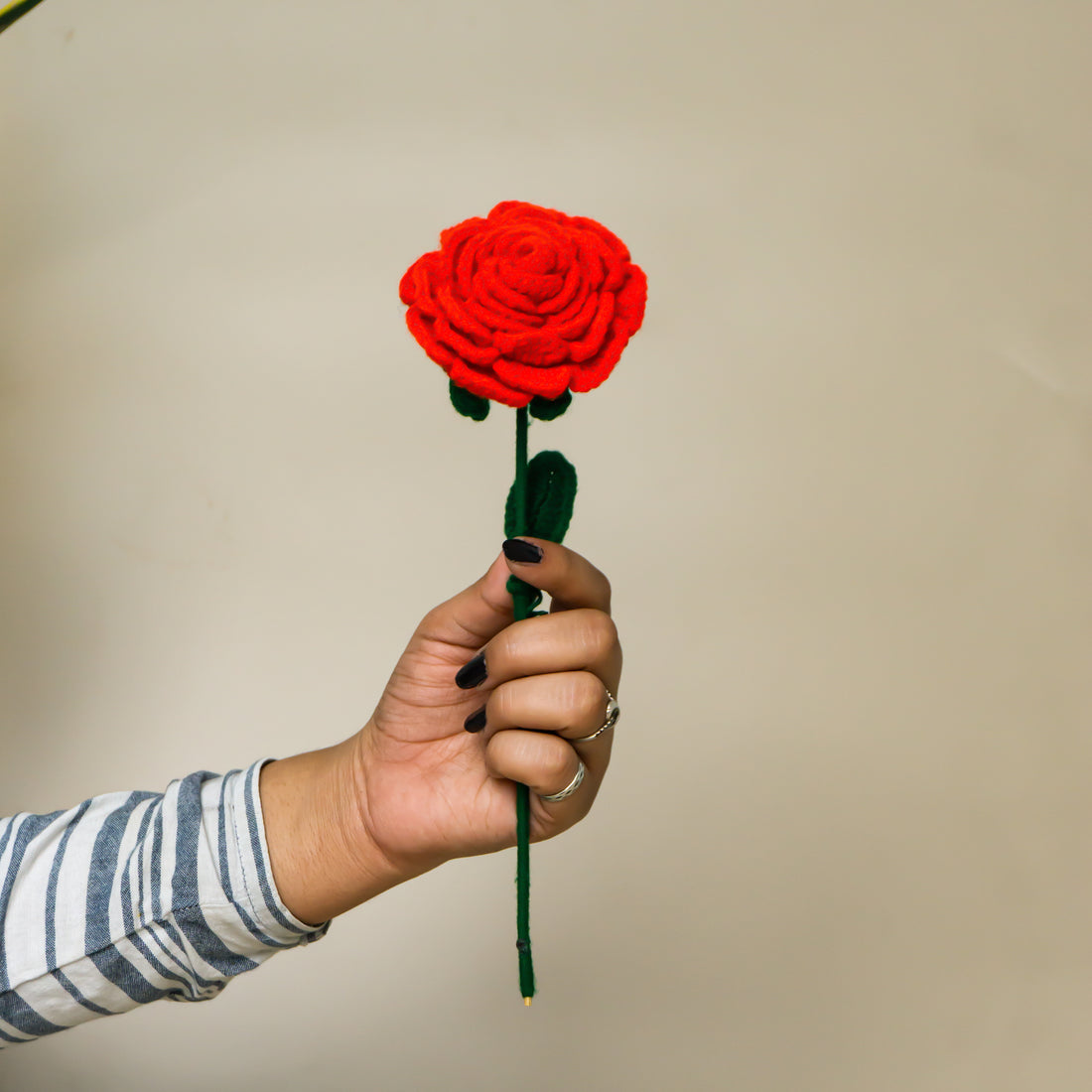 Handmade Crochet Red Rose