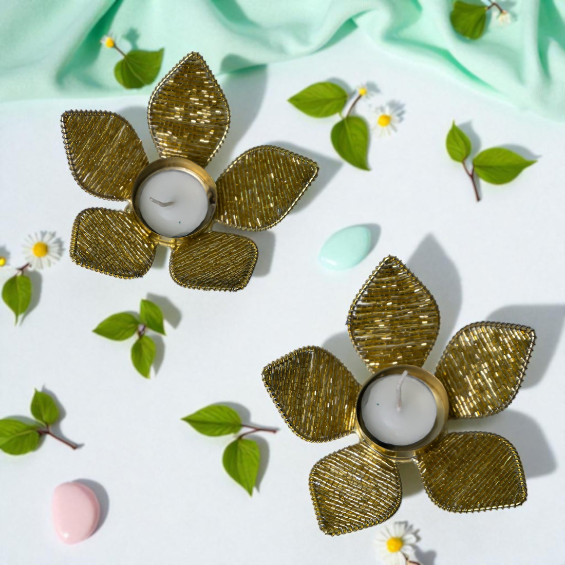 Gold Leaf T-Light Holder