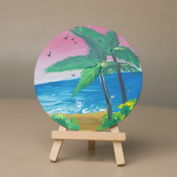 Miniature Ocean Breeze Art on MDF comes with a Wooden Easel Stand