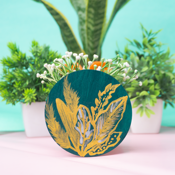 Radiant Gold Leaf Hand-Painted fridge Magnets