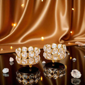 Crystal Beaded T-light Holder (Set of 2)