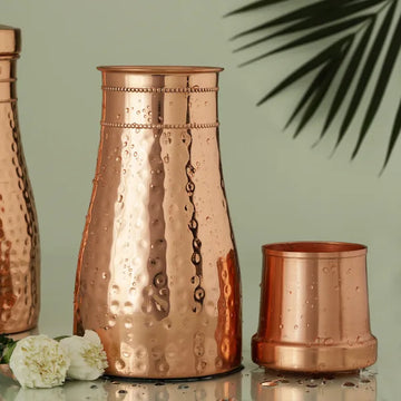 Hammered Copper Surahi With Lid