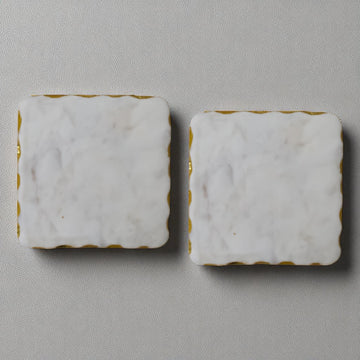 Square Marble Coasters with Gold Rim