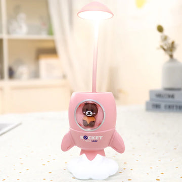 Space Rocket LED Desk Lamp with Pencil Holder