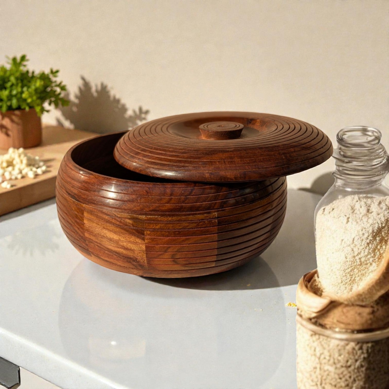 Wooden Chapati Box with Lid