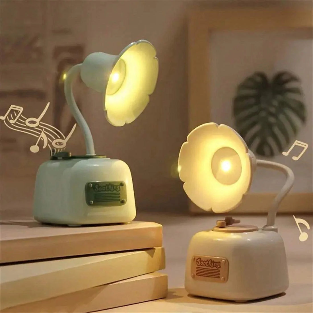 Retro Gramophone Desk Lamp with Music