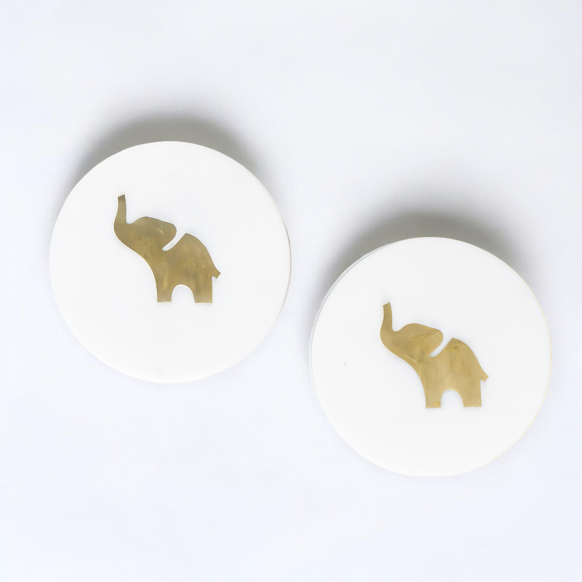 Royal Brass Elephant Marble Coasters (Set of 2)