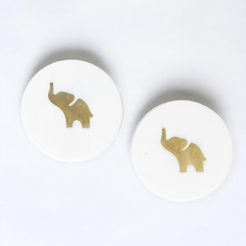 Royal Brass Elephant Marble Coasters (Set of 2)