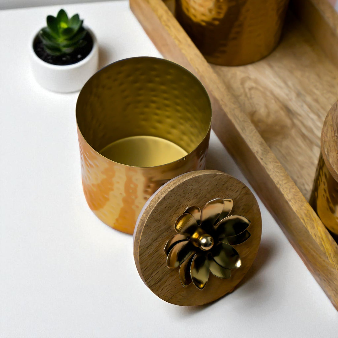 The Golden Lotus Lid Metal Containers