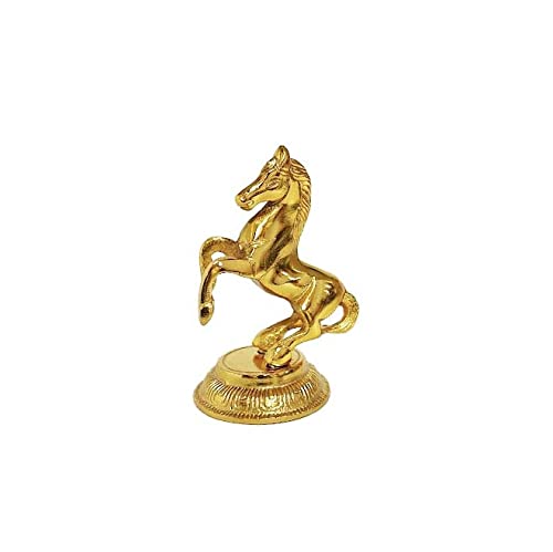 Jumping Horse Metal Statue Golden Finish