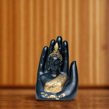 Serene Palm Buddha Statue