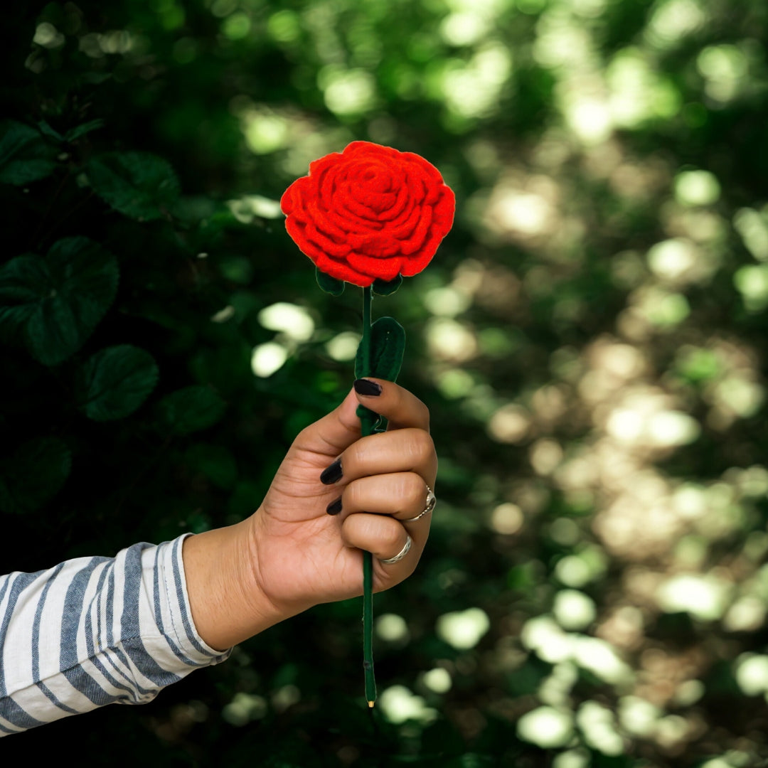 Red Roses Handmade Handmade Crochet Red Rose – Forever Rose Gift for Love & Special Occasions