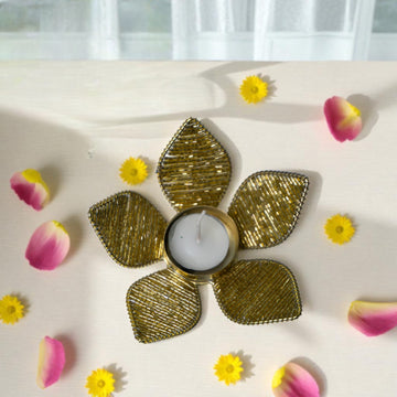 Gold Leaf T-Light Holder