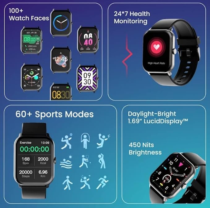 Ambrane Wise Spirit Smartwatch 1.69 inches Touch Screen