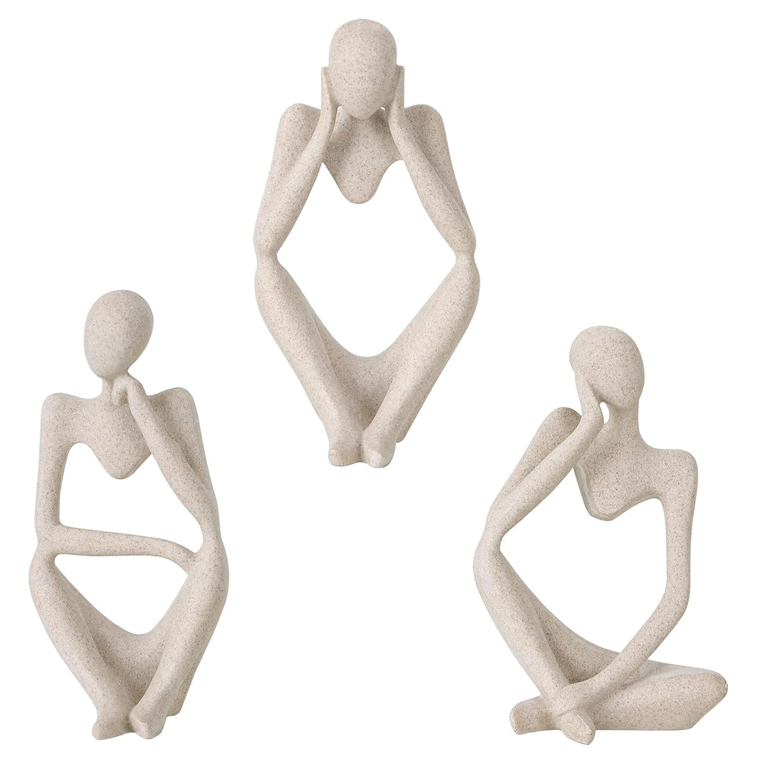 Thinker Statue - Abstract Thinker Sculpture Showpiece Decor,Set of 3 Resin Modern