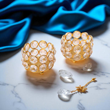Crystal Embellished T-Light Holders (Set of 2)