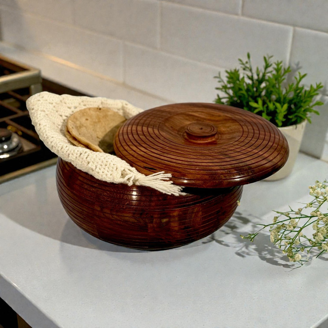 Wooden Chapati Box with Lid