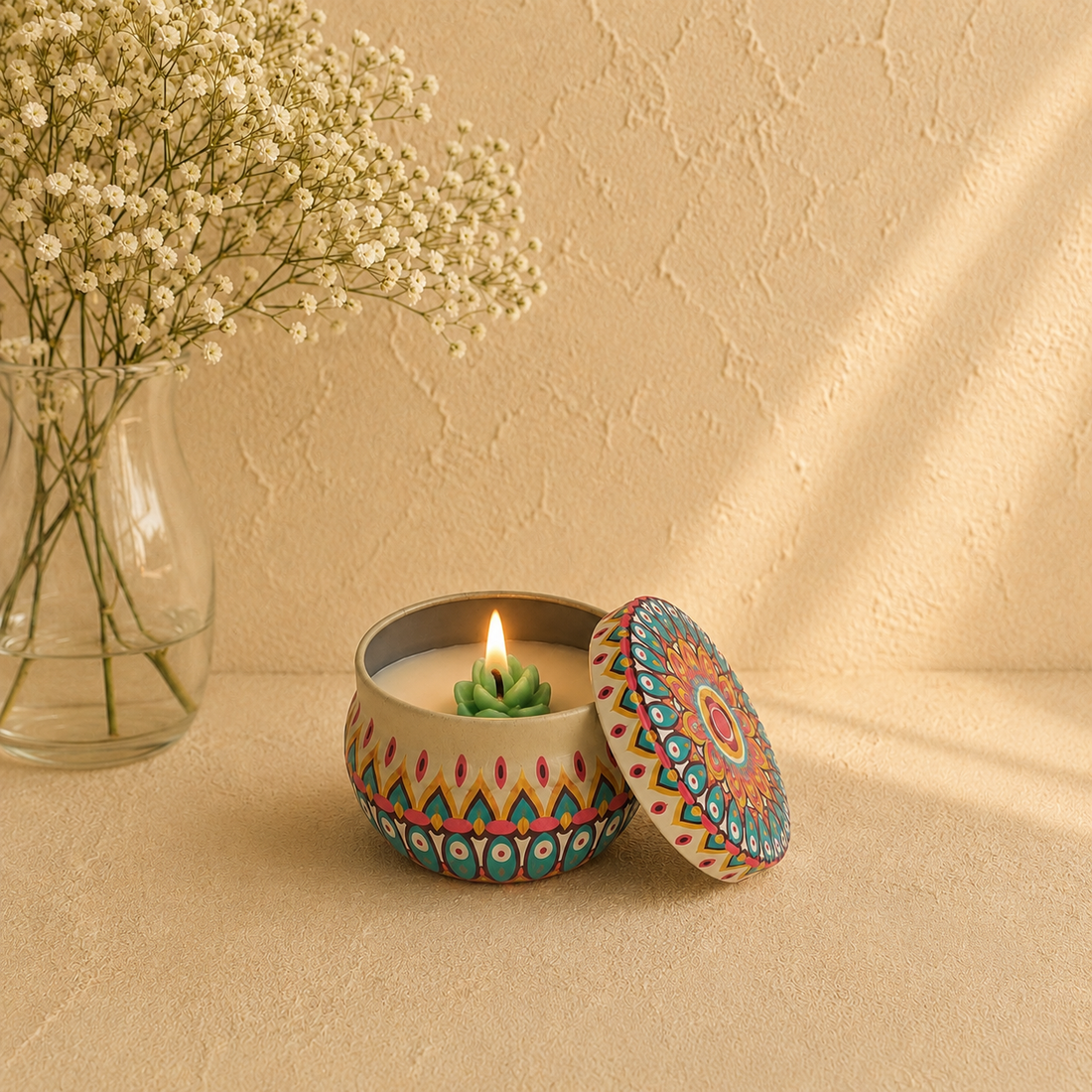 Mandala Succulent Jar Candle