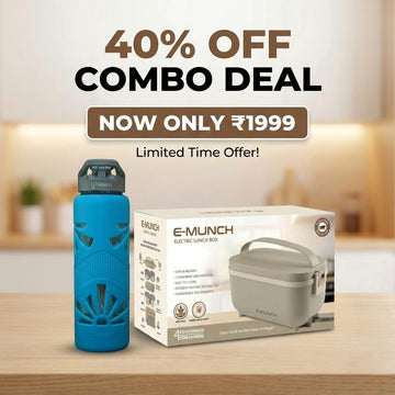 E-Munch Smart Electric Lunch Box + Glasafe Glass Bottle Combo Free Shipping | No Extra Charges