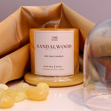 Bell Jar with Glass Dome | Sandalwood Soy Wax Candle