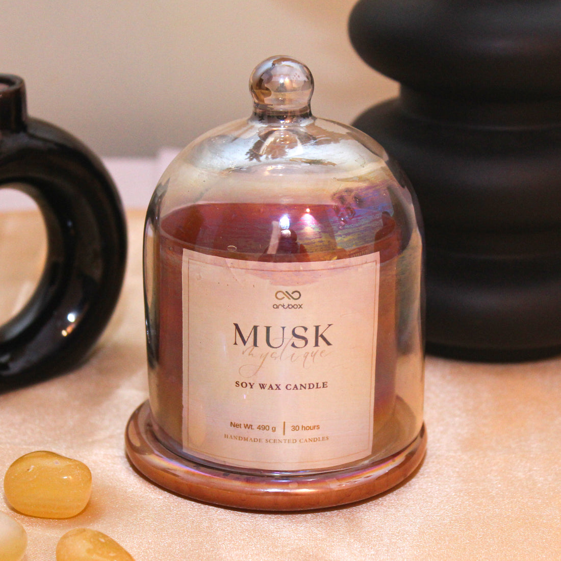 Bell Jar with Glass Dome | Musk Soy Wax Candle