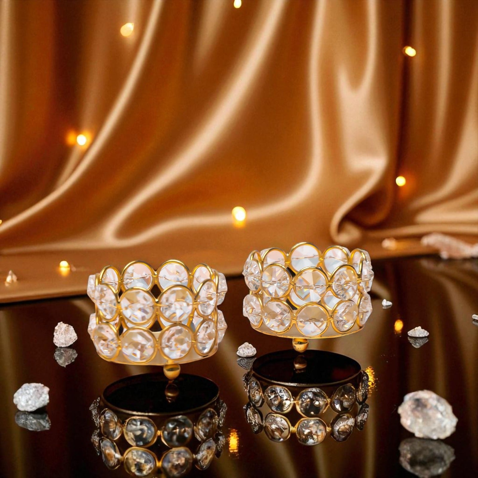 Crystal Beaded T-light Holder (Set of 2)