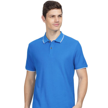 Men's Sky Blue Polo T-Shirt with White Tipping