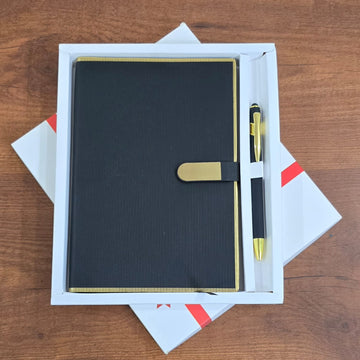 Premium Black & Gold Executive Notebook & Pen Gift Set
