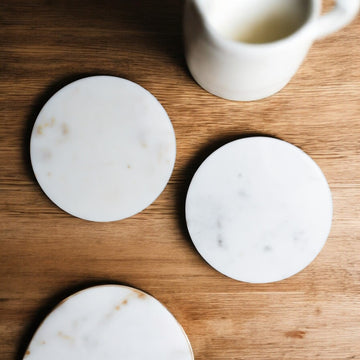 Minimal Luxe White Marble Coasters (Set of 2)