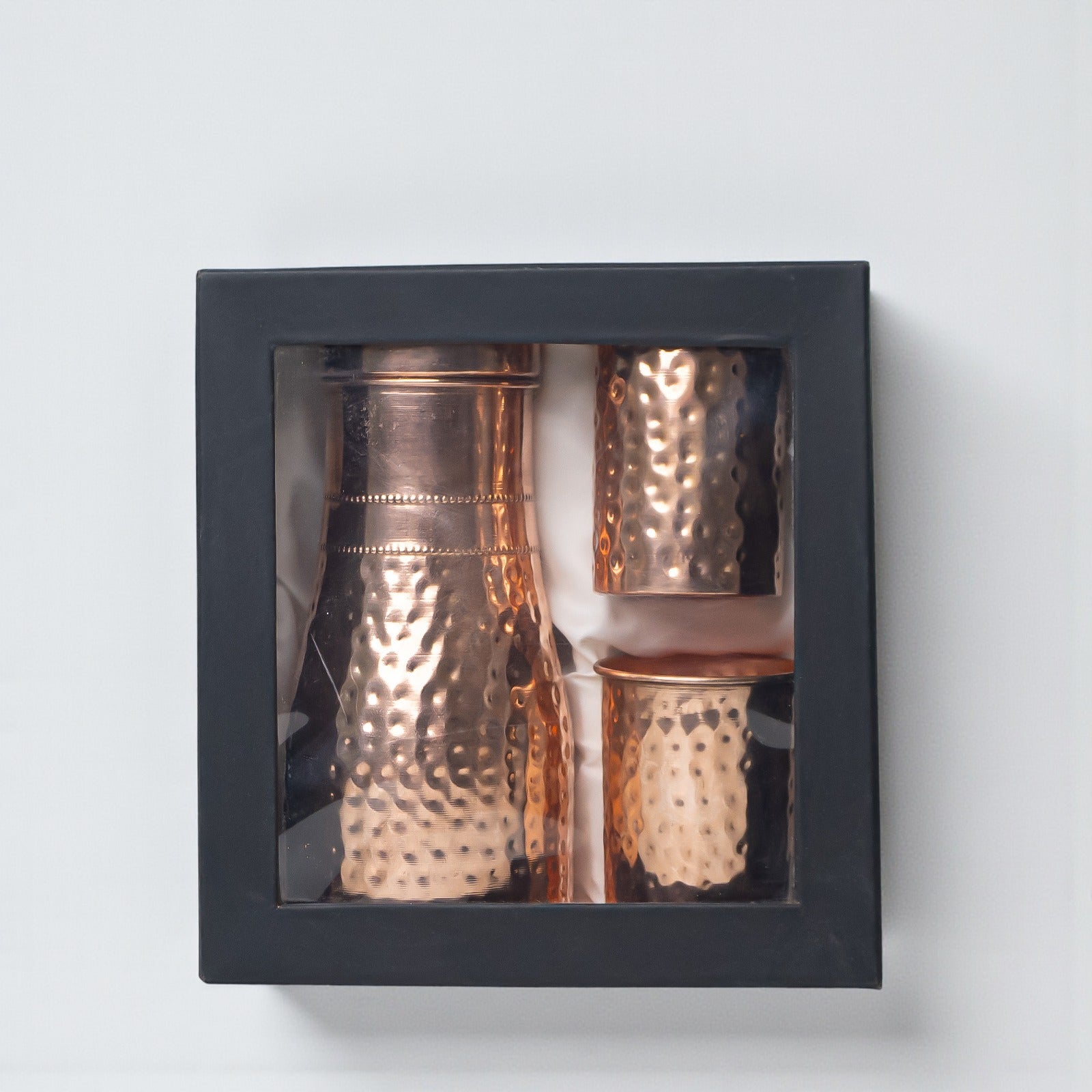 Hammered Copper Bottle & Glass Set