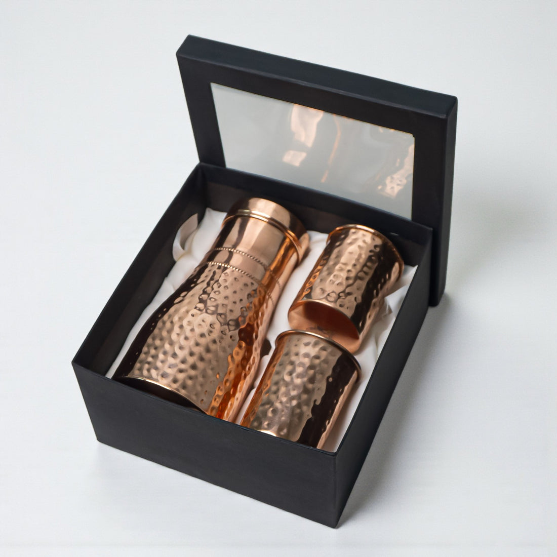 Hammered Copper Bottle & Glass Set
