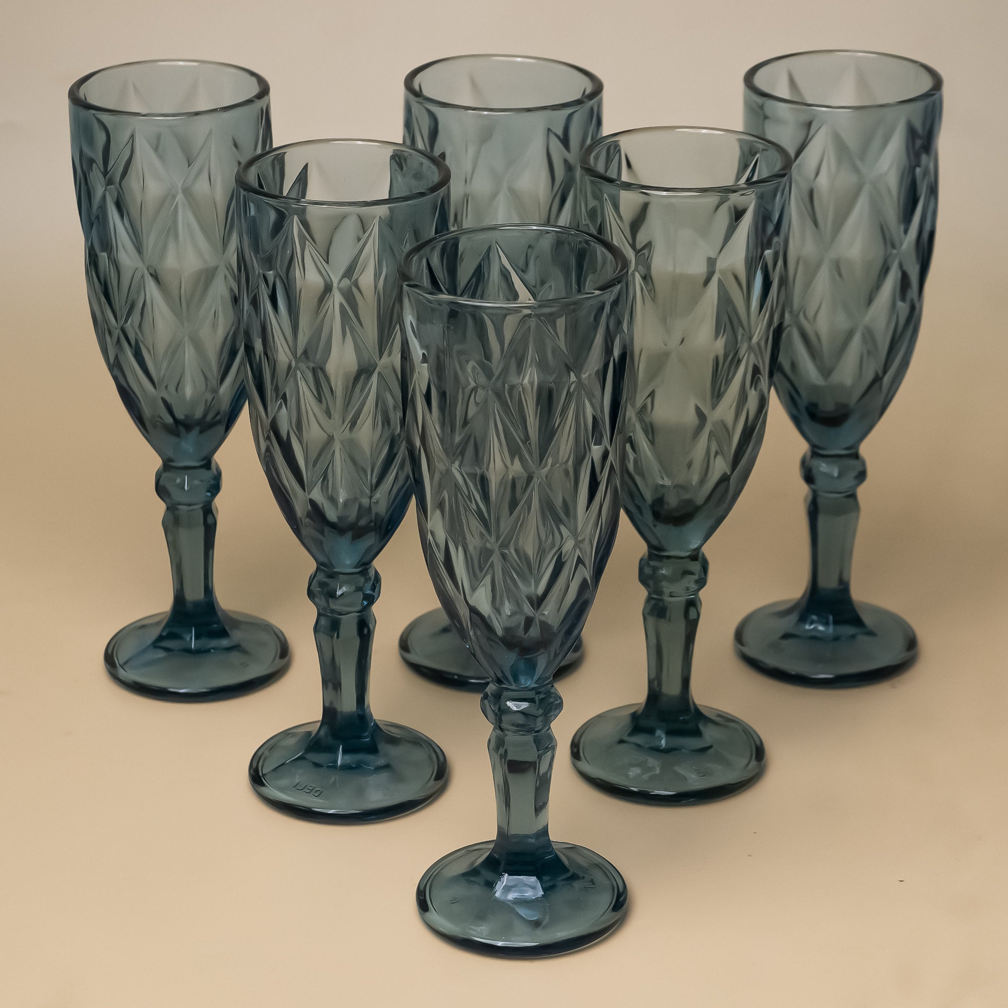 Midnight Diamond Blue Goblet Set – (Set of 6)