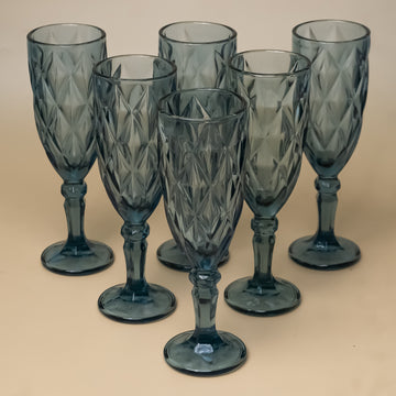Midnight Diamond Blue Goblet Set – (Set of 6)