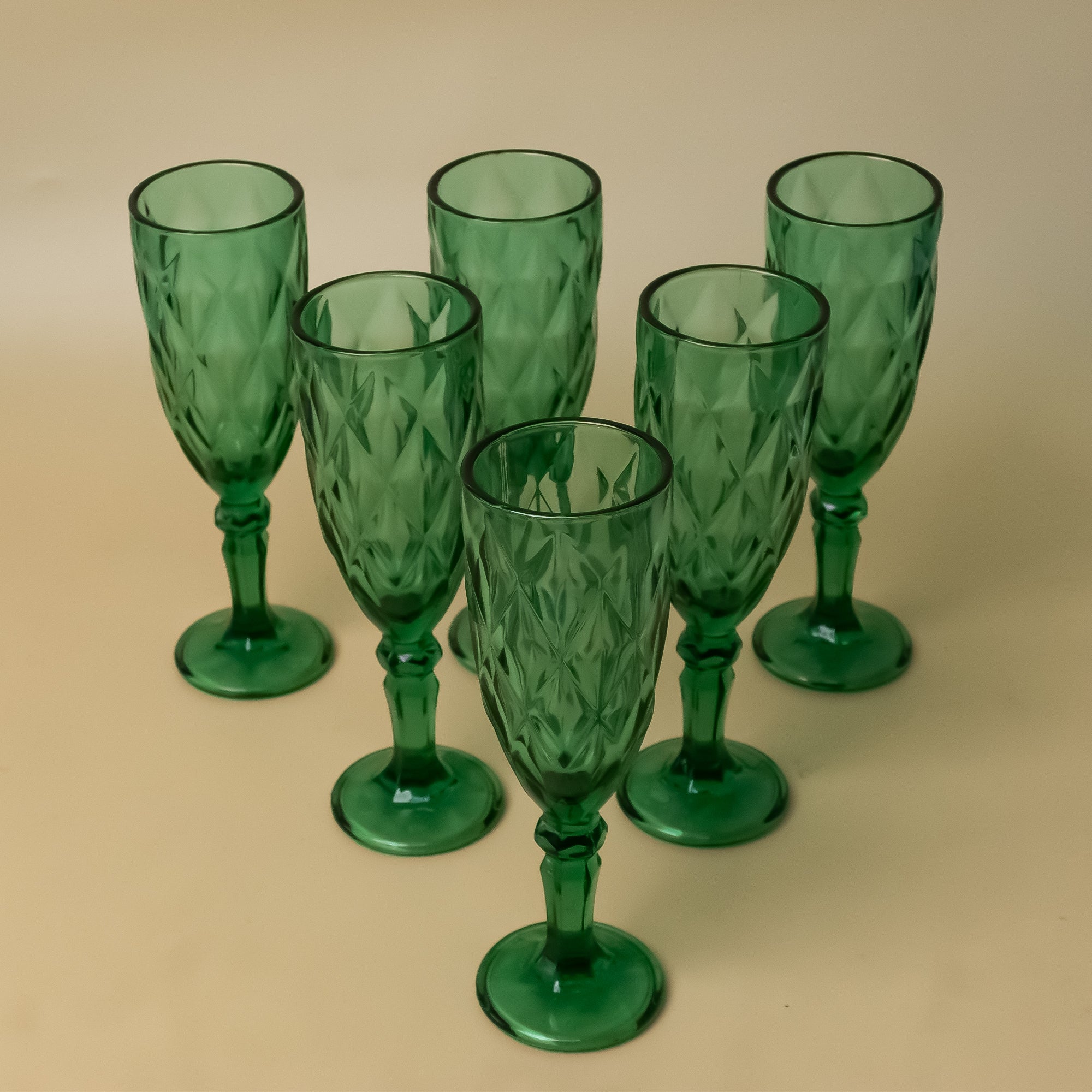 Emerald Diamond Goblet Set – (Set of 6)