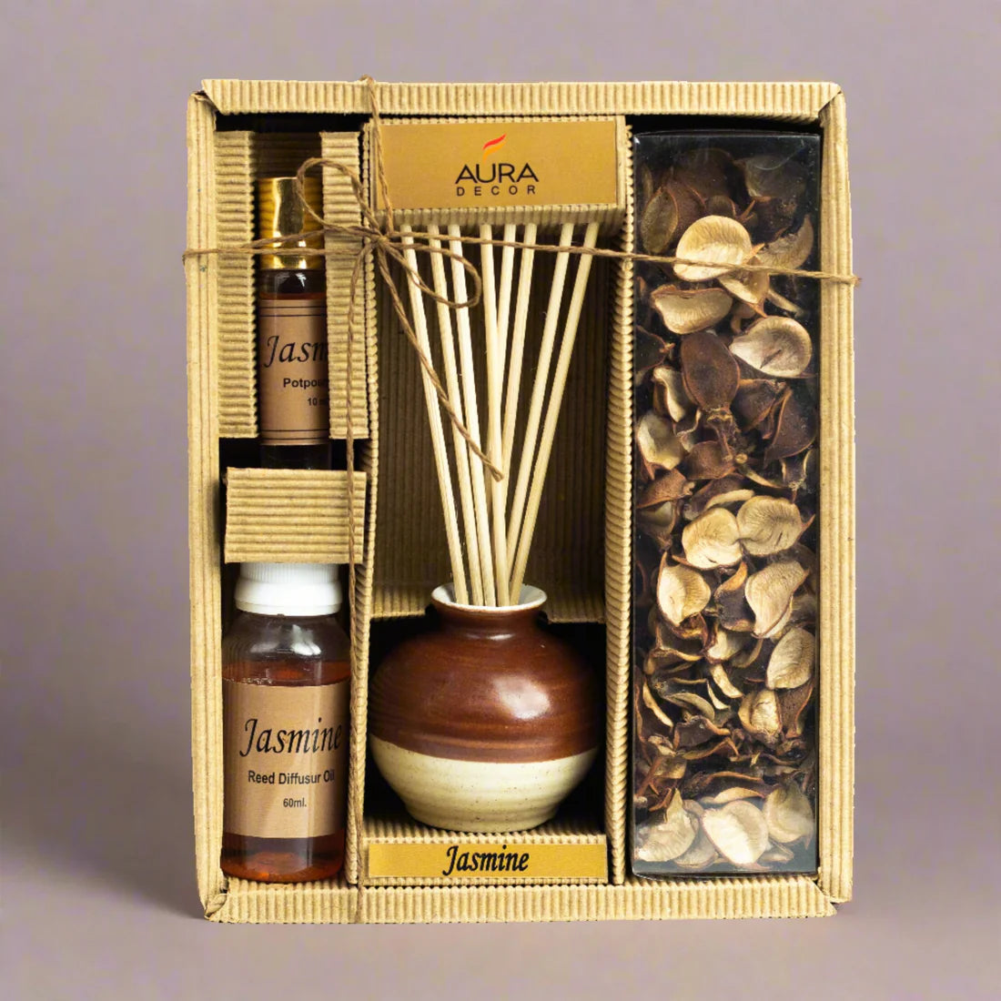AuraDecor Jasmine Reed Diffuser Gift Set