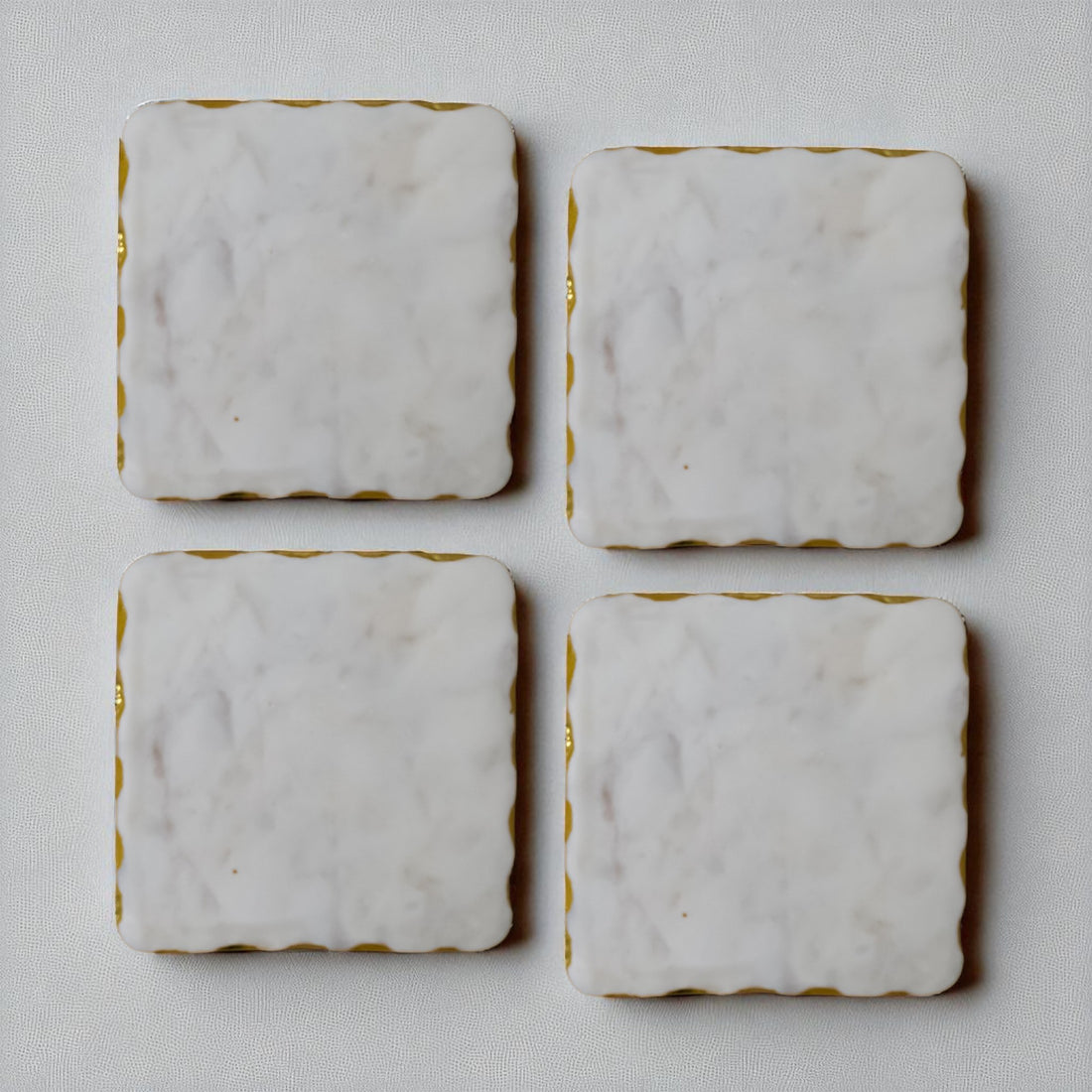 Square Marble Coasters with Gold Rim