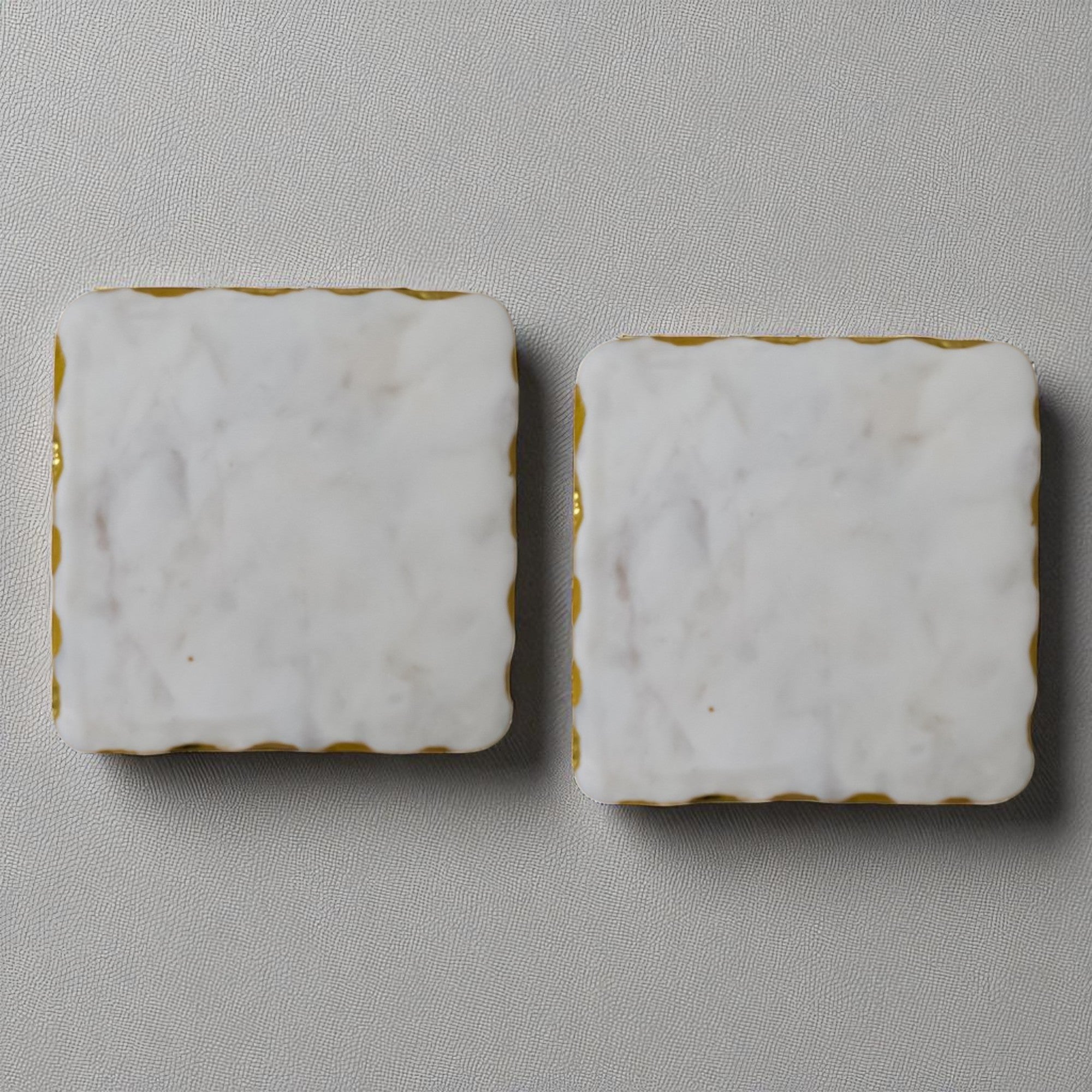 Square Marble Coasters with Gold Rim