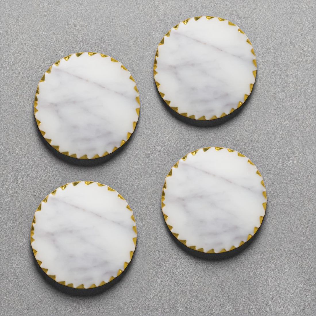 Round Marble Coasters with Gold Rim